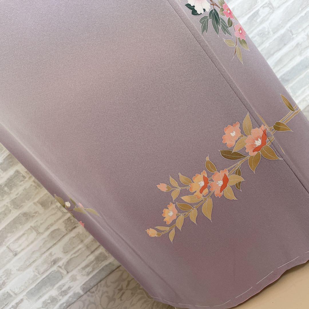 訪問着　フルセット　友禅　虫喰い　花器　落款　椿の枝　入学式　卒業式　着物　P4