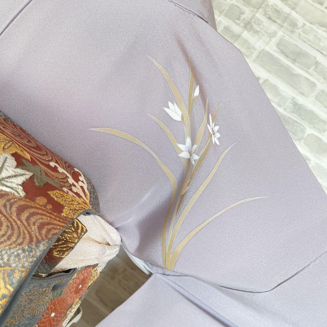 訪問着　フルセット　友禅　虫喰い　花器　落款　椿の枝　入学式　卒業式　着物　P4