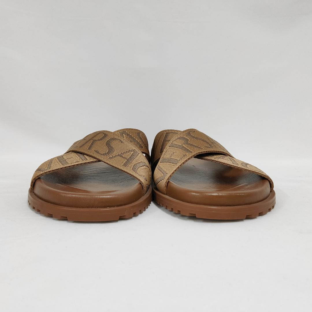 ○★新品 未使用 VERSACE オールオーバー ロゴ サンダル ブラウン