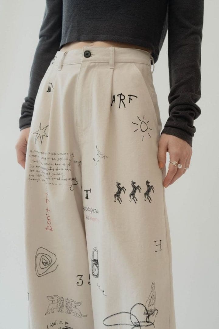 パンツ knuth marf high waist tattoo pants XS