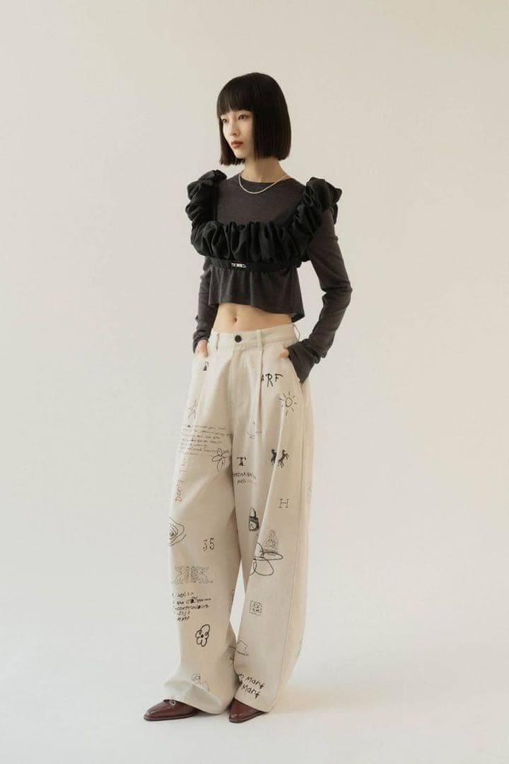パンツ knuth marf high waist tattoo pants XS