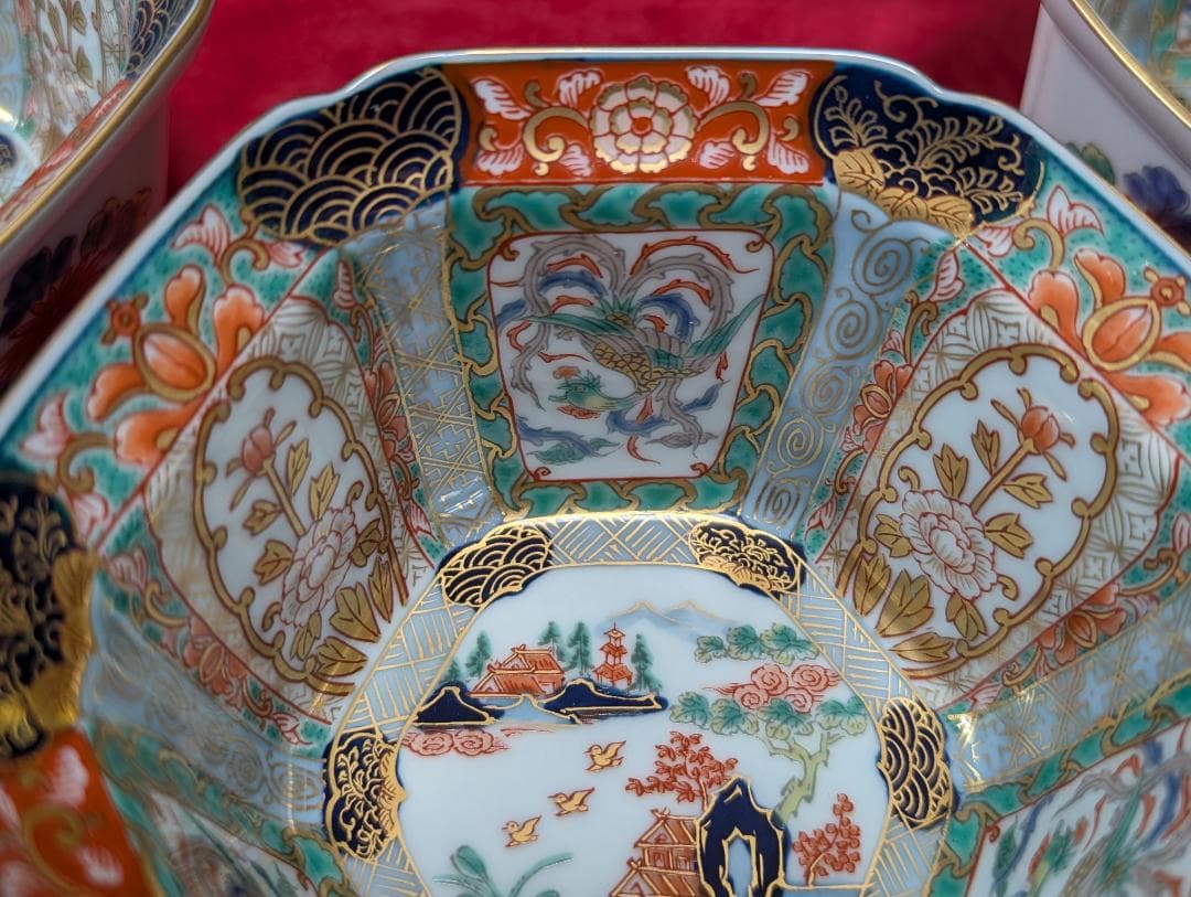 幸楽窯　錦山水　小鉢　中鉢　5客