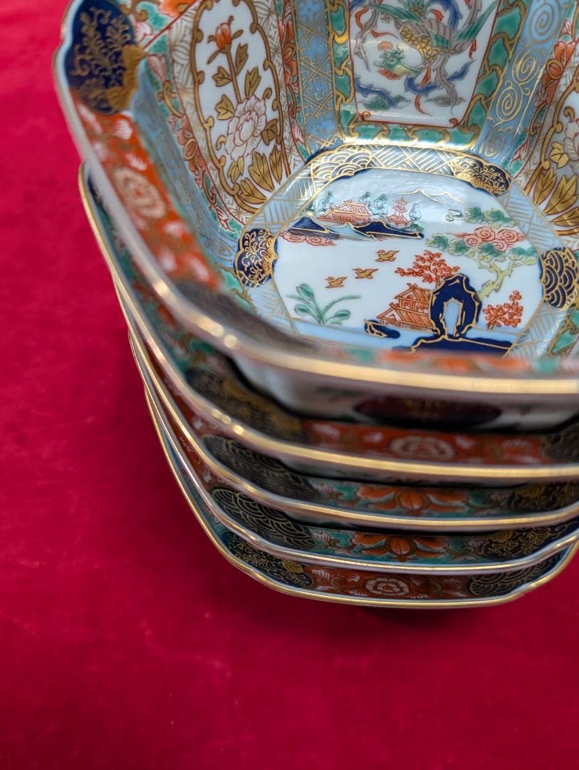 幸楽窯　錦山水　小鉢　中鉢　5客