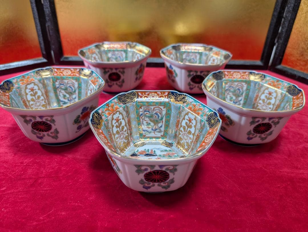 幸楽窯　錦山水　小鉢　中鉢　5客