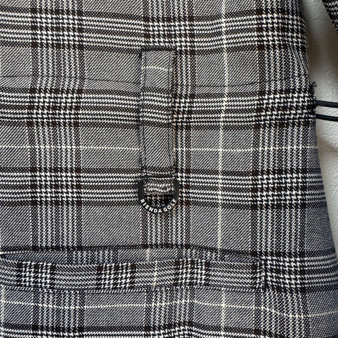 【美品】グレンチェックドロストワンピース　rienda golf