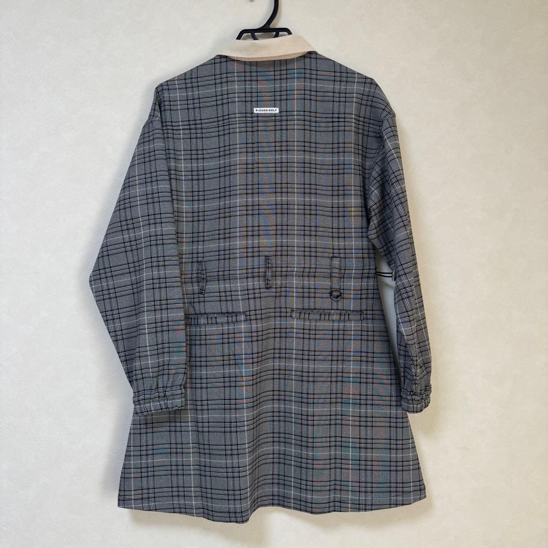 【美品】グレンチェックドロストワンピース　rienda golf