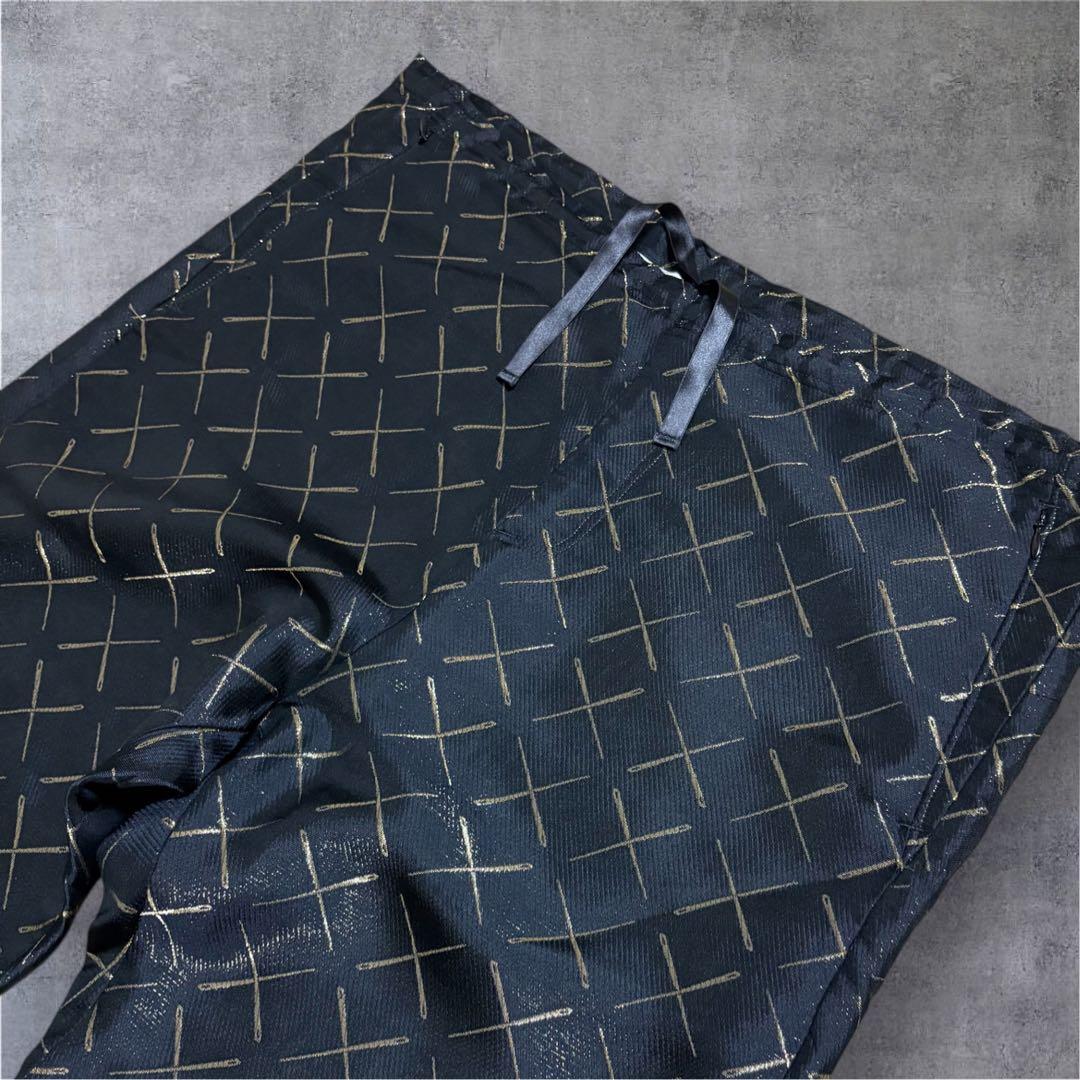 【N16】Needles ニードルズ 総柄フレアパンツ Mブラック ×ゴールド