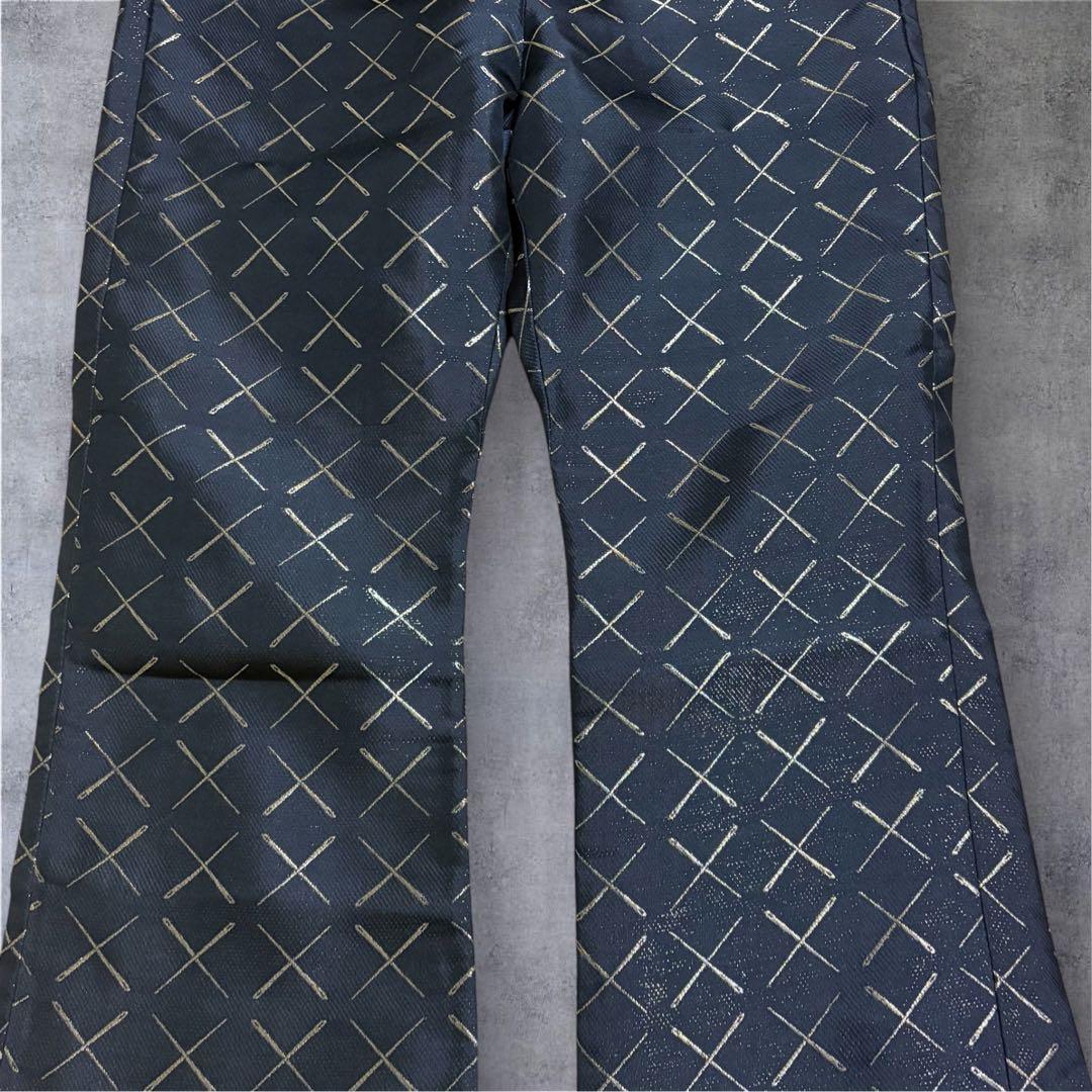 【N16】Needles ニードルズ 総柄フレアパンツ Mブラック ×ゴールド