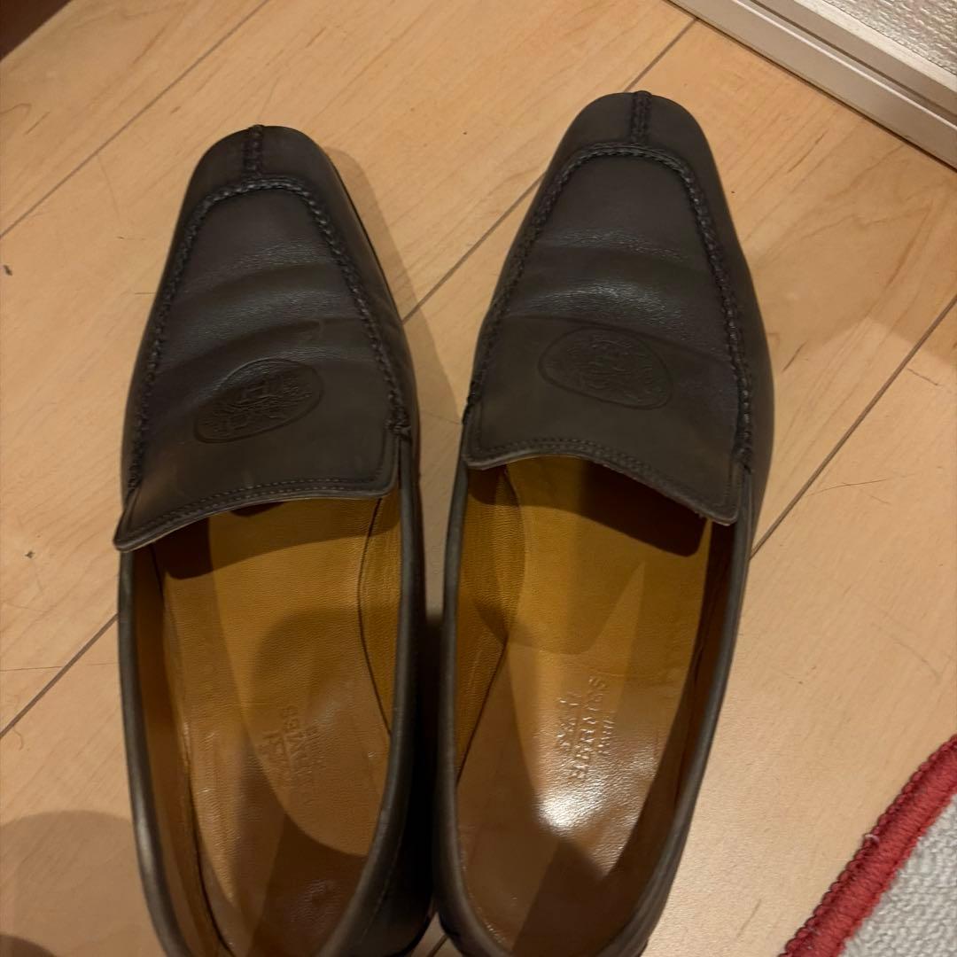 HERMES ダークブラウン ローファー