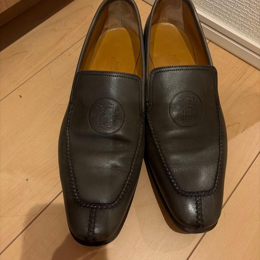 HERMES ダークブラウン ローファー