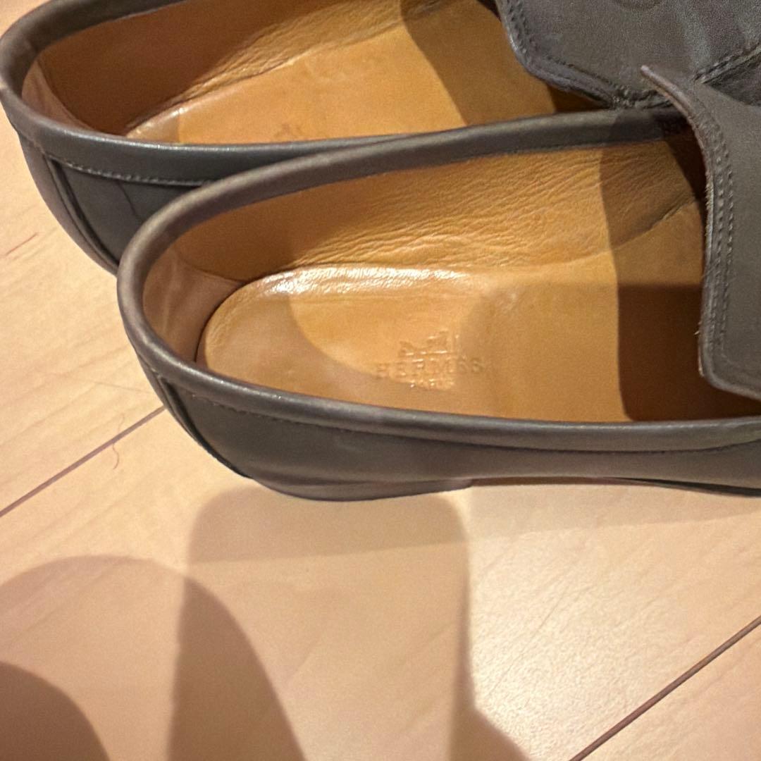 HERMES ダークブラウン ローファー