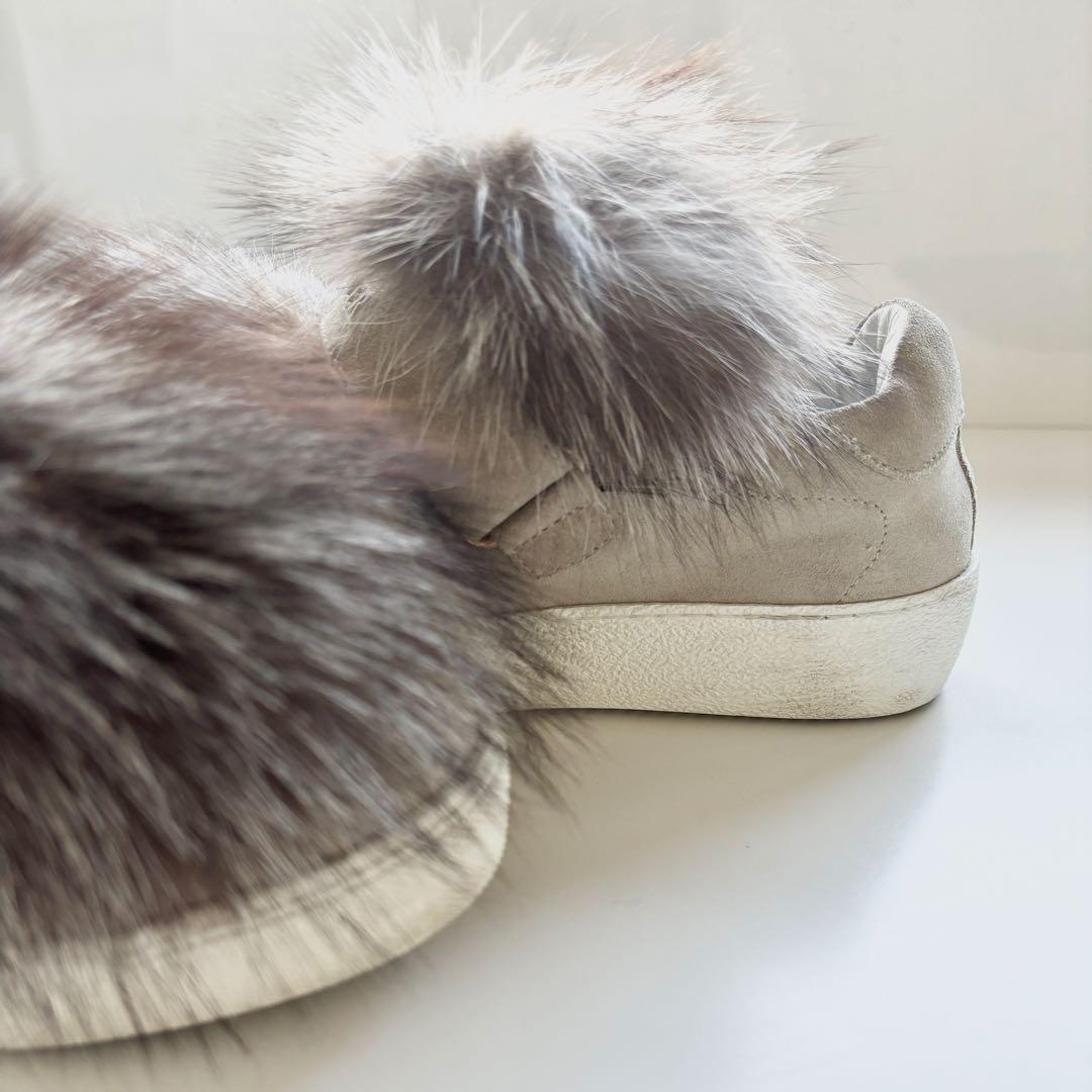 MONCLER モンクレール　ファー　スニーカー　36 グレー系