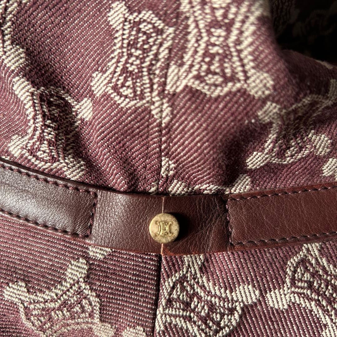 CELINE バケットハット デニム トリオンフ 総柄 Mサイズ　ワイン色　匿名