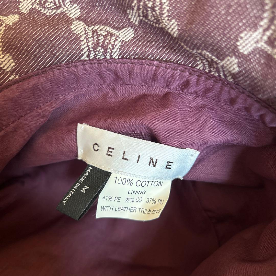 CELINE バケットハット デニム トリオンフ 総柄 Mサイズ　ワイン色　匿名