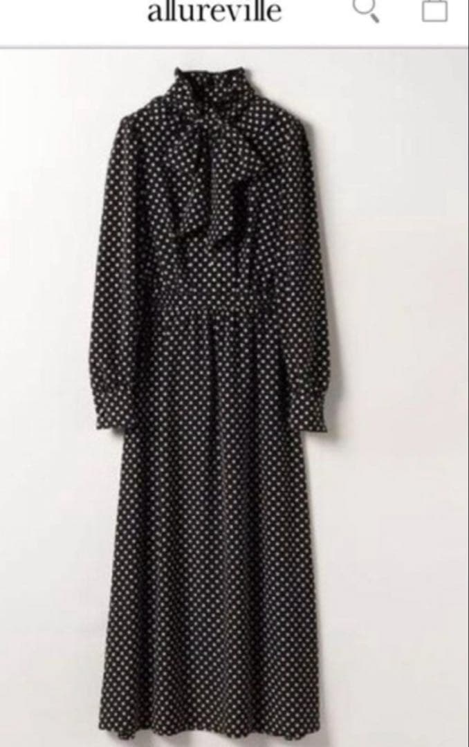 allureville ルルウィルビー デシンドットフリルボウタイワンピース