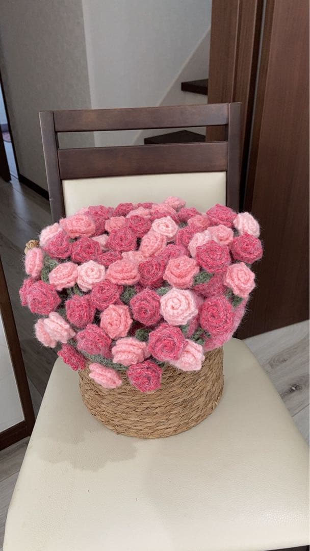 バラの花束ブランケット直径116cm，66本の大きな花ストール