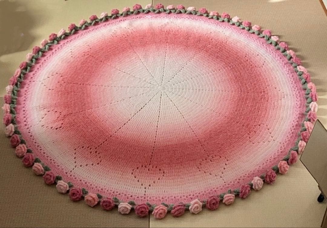 バラの花束ブランケット直径116cm，66本の大きな花ストール