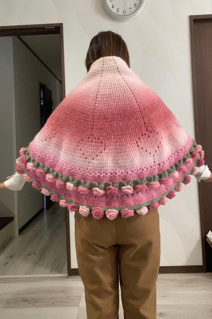 バラの花束ブランケット直径116cm，66本の大きな花ストール