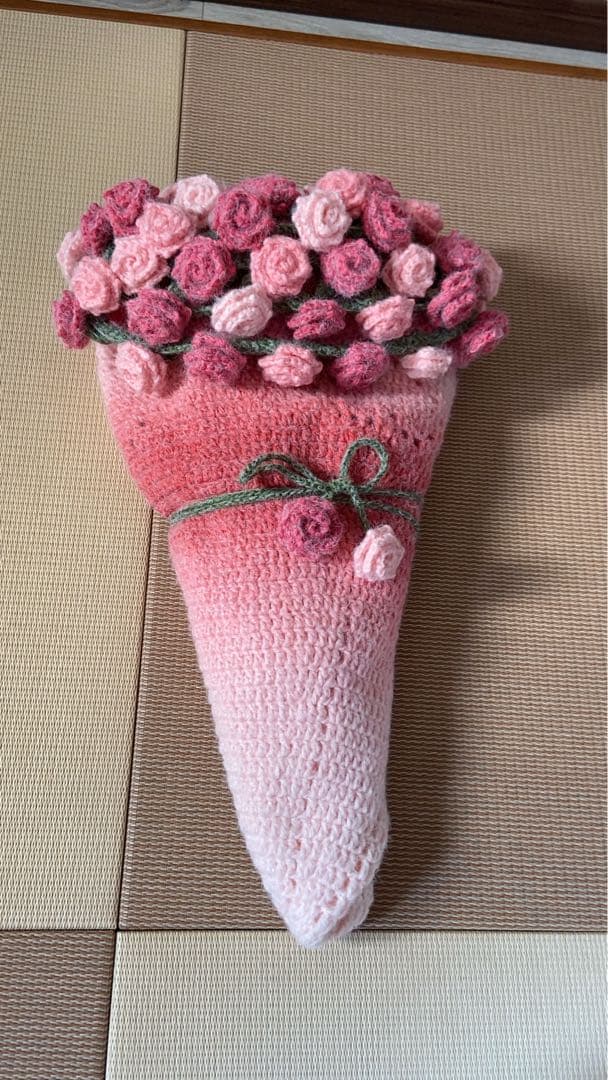 バラの花束ブランケット直径116cm，66本の大きな花ストール