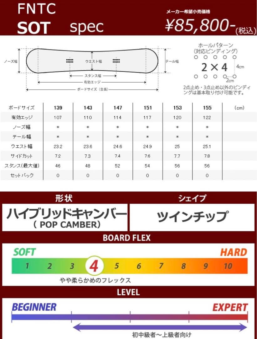 【ゆる】FNTC SOT スノーボード 22-23サイズ：147