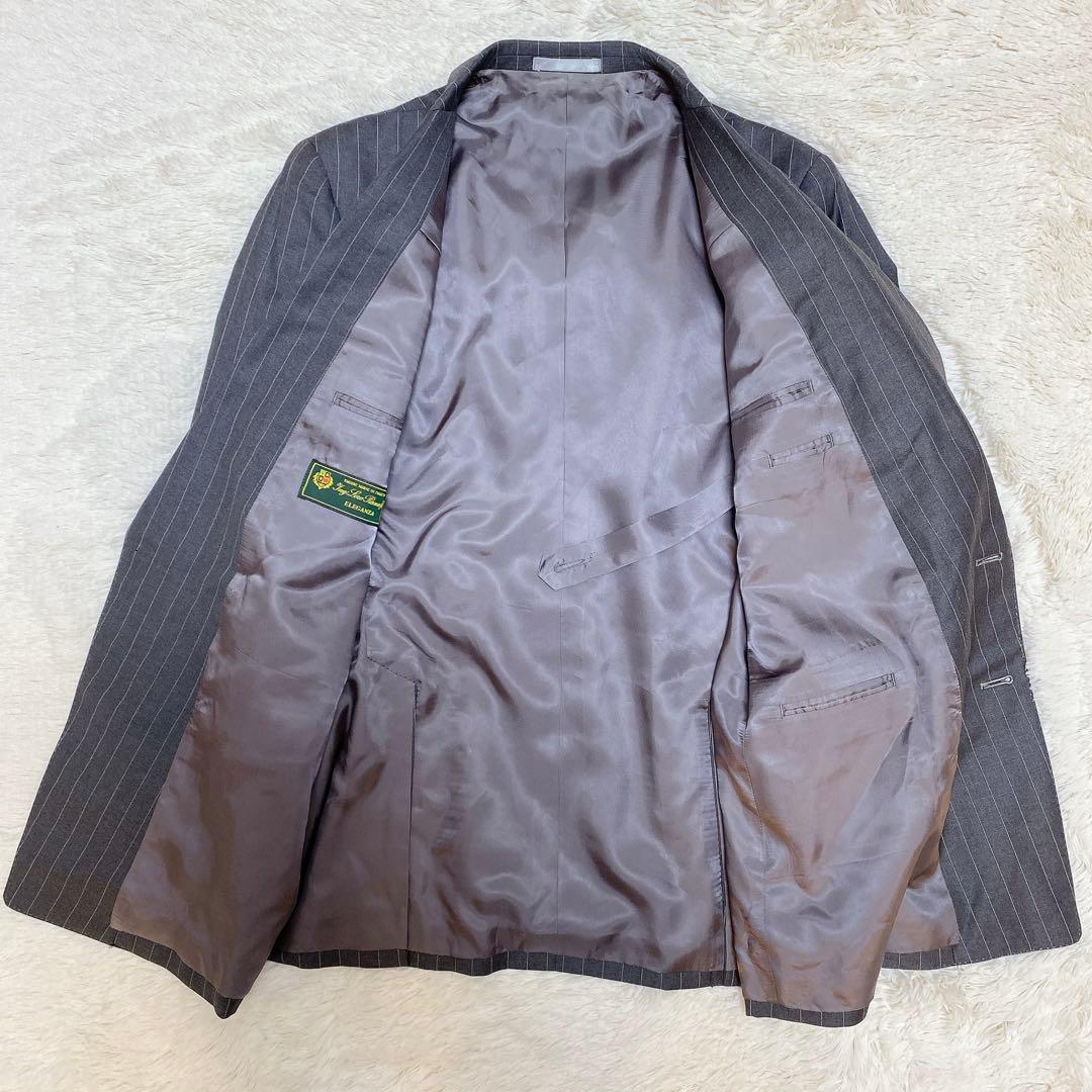 高級生地✨ロロピアーナ　オーダースーツ　セットアップ　ストライプ　L相当　グレー