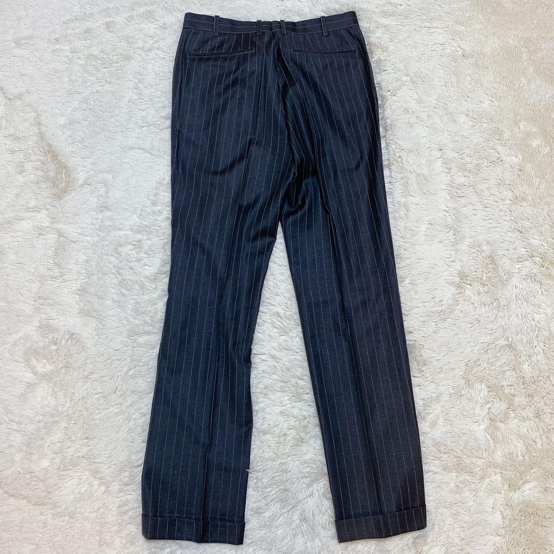 高級生地✨ロロピアーナ　オーダースーツ　セットアップ　ストライプ　L相当　グレー