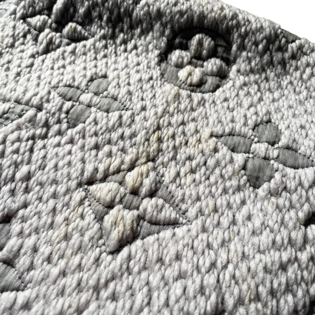 ルイヴィトン シルク混 ニット マフラー モノグラム ニット LVロゴ グレー