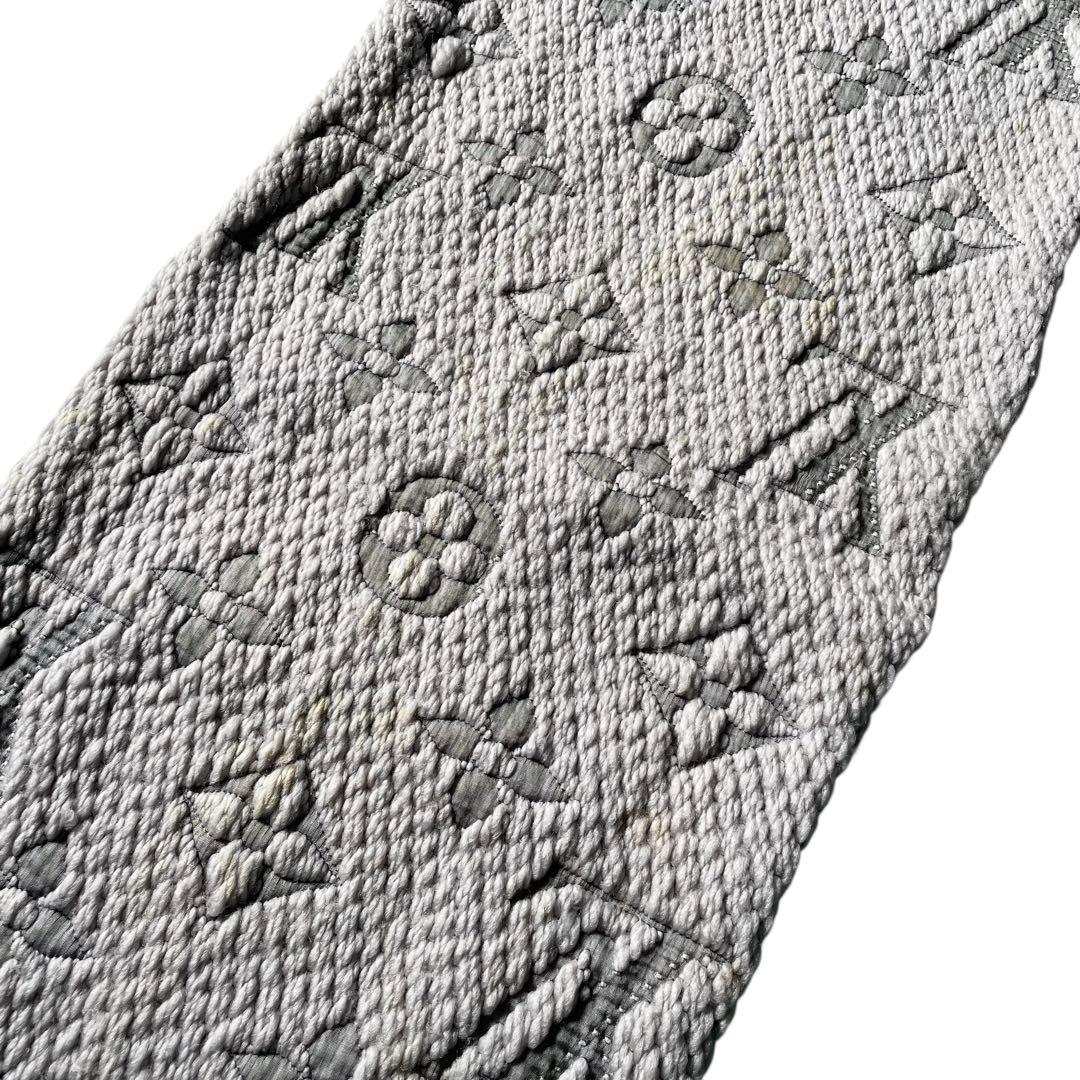 ルイヴィトン シルク混 ニット マフラー モノグラム ニット LVロゴ グレー