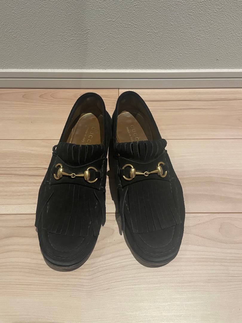 GUCCI タッセルローファー 黒 ブラック レザー ビット ゴールド グッチ