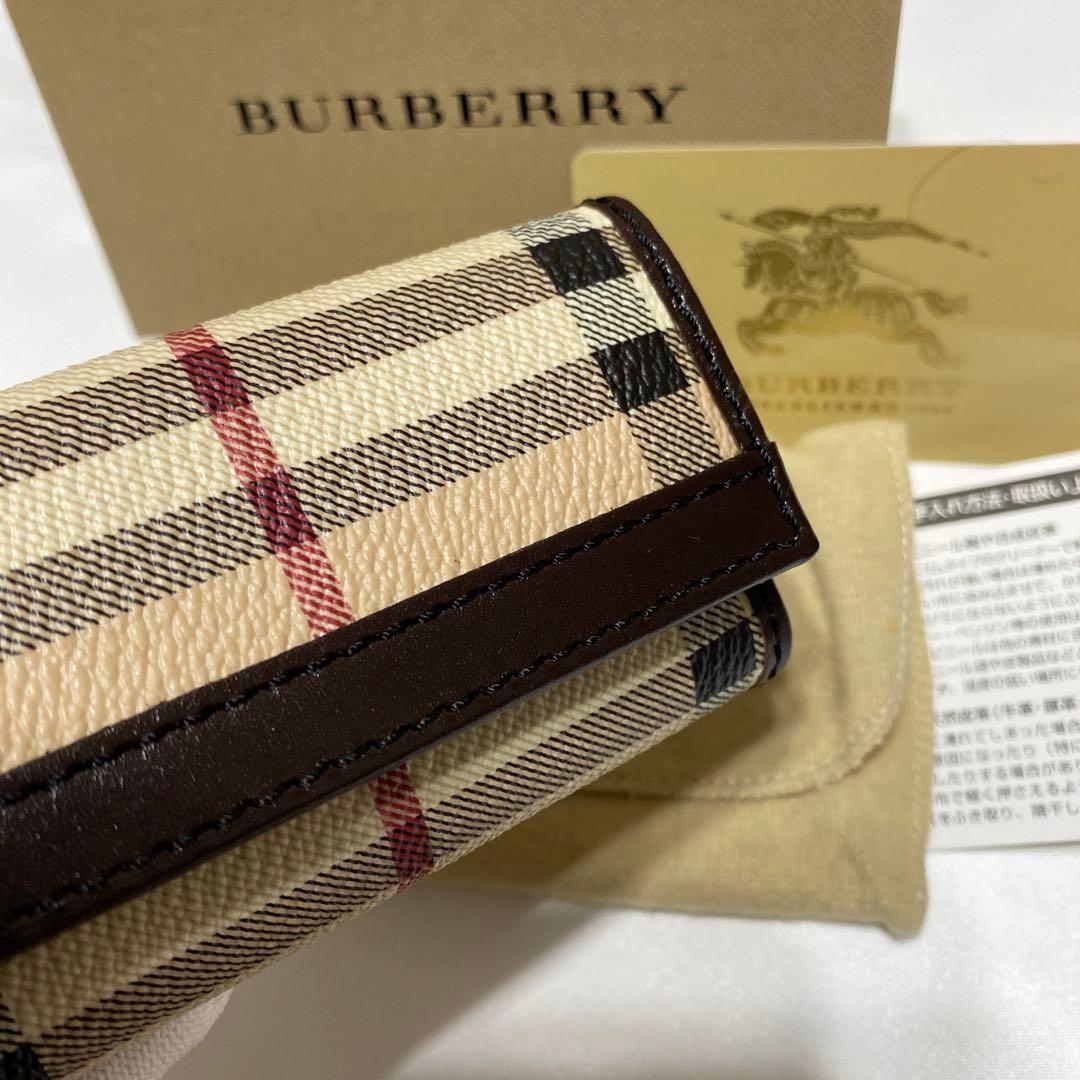 未使用　バーバリー　BURBERRY　6連キーケース　PVCレザー　チェック柄
