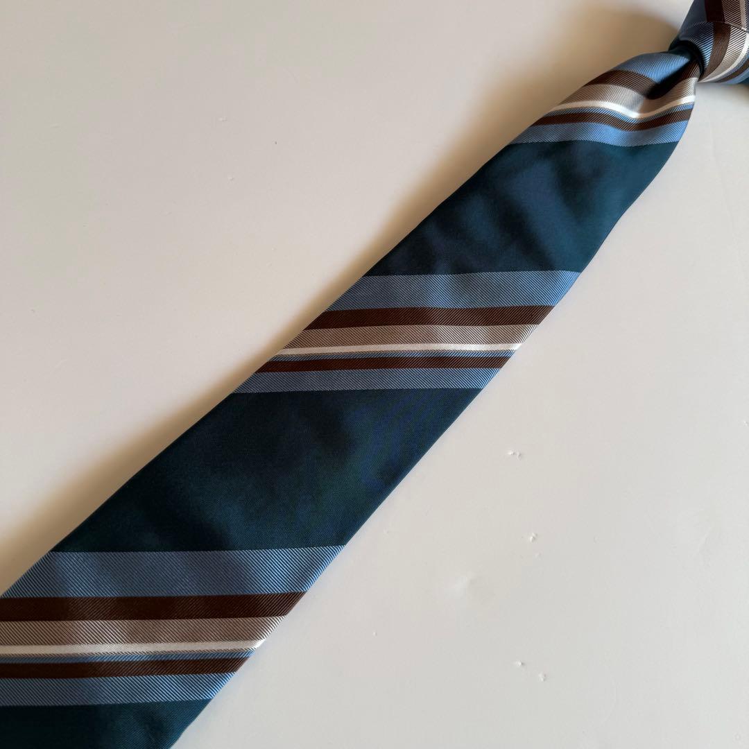 BEAMS F ビームスエフ レジメンタルシルクタイ ブルー ブラウン