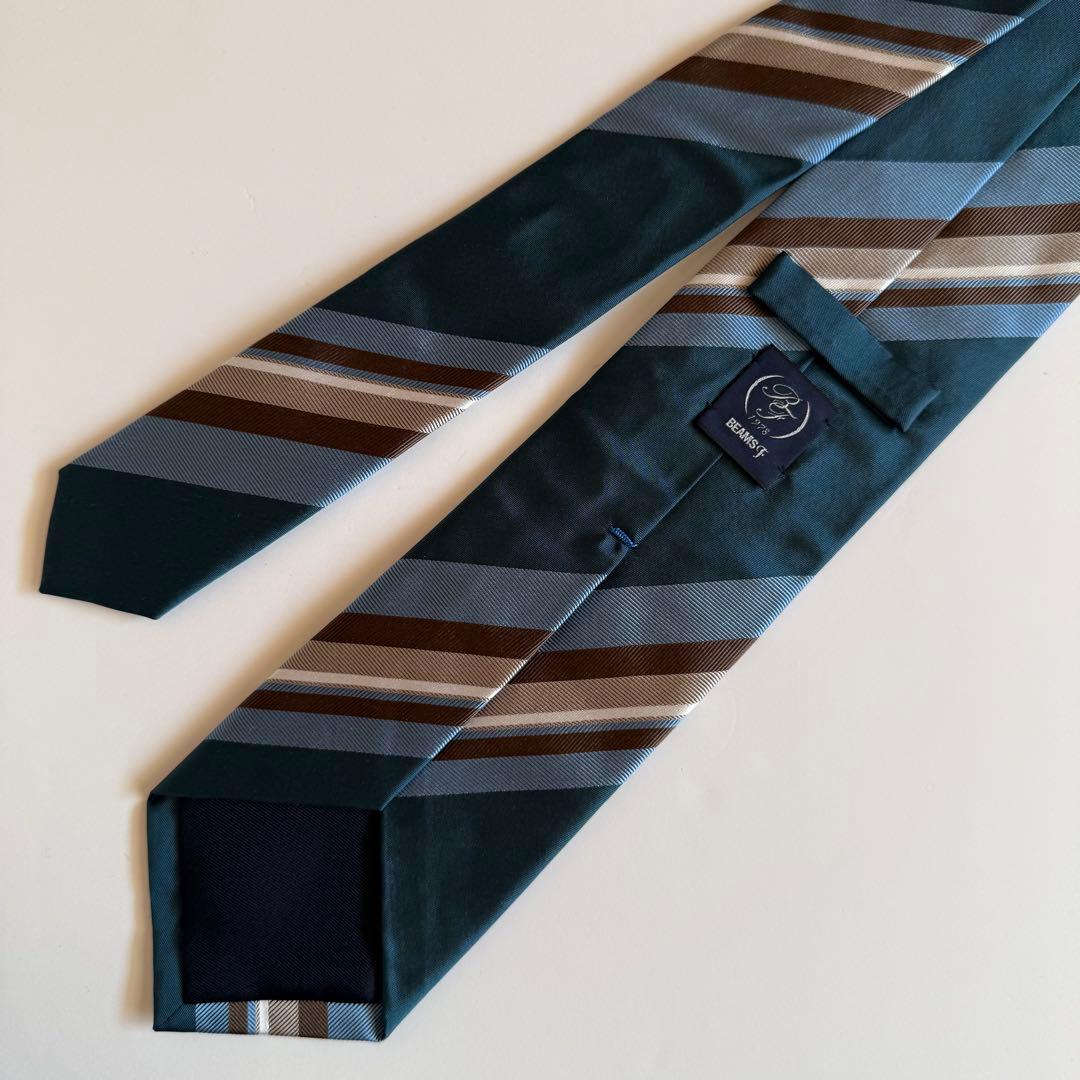 BEAMS F ビームスエフ レジメンタルシルクタイ ブルー ブラウン