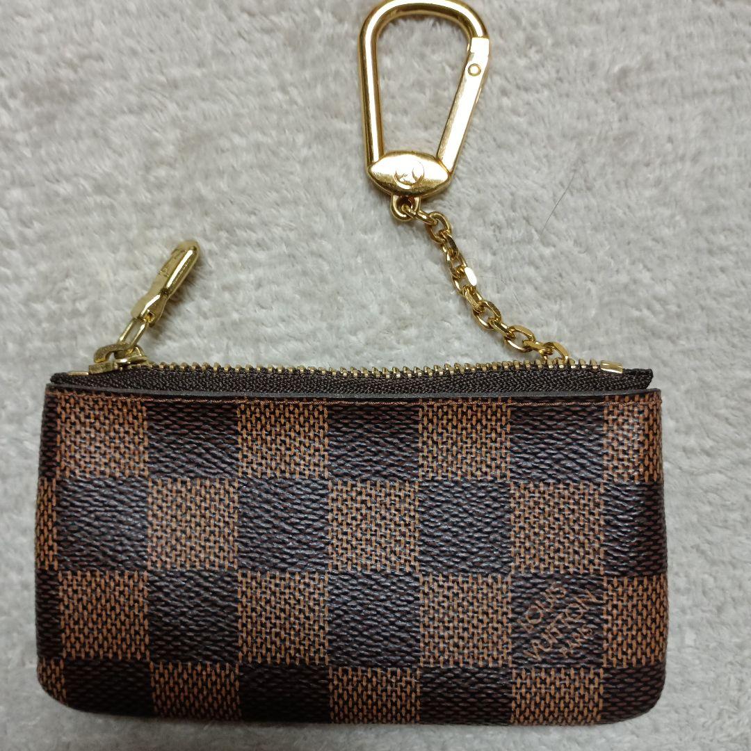 ダミエ柄キーケース ブラウン・ブラック
