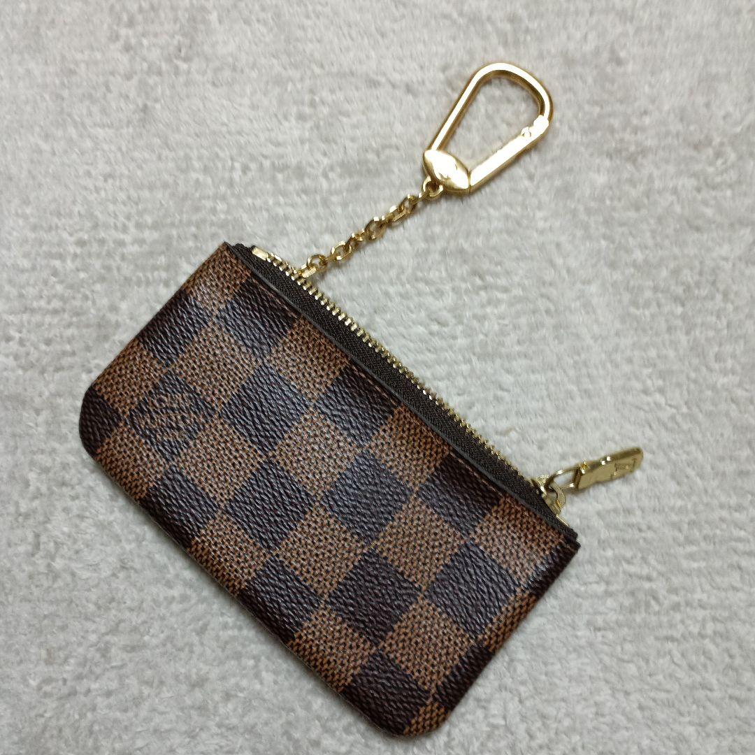 ダミエ柄キーケース ブラウン・ブラック