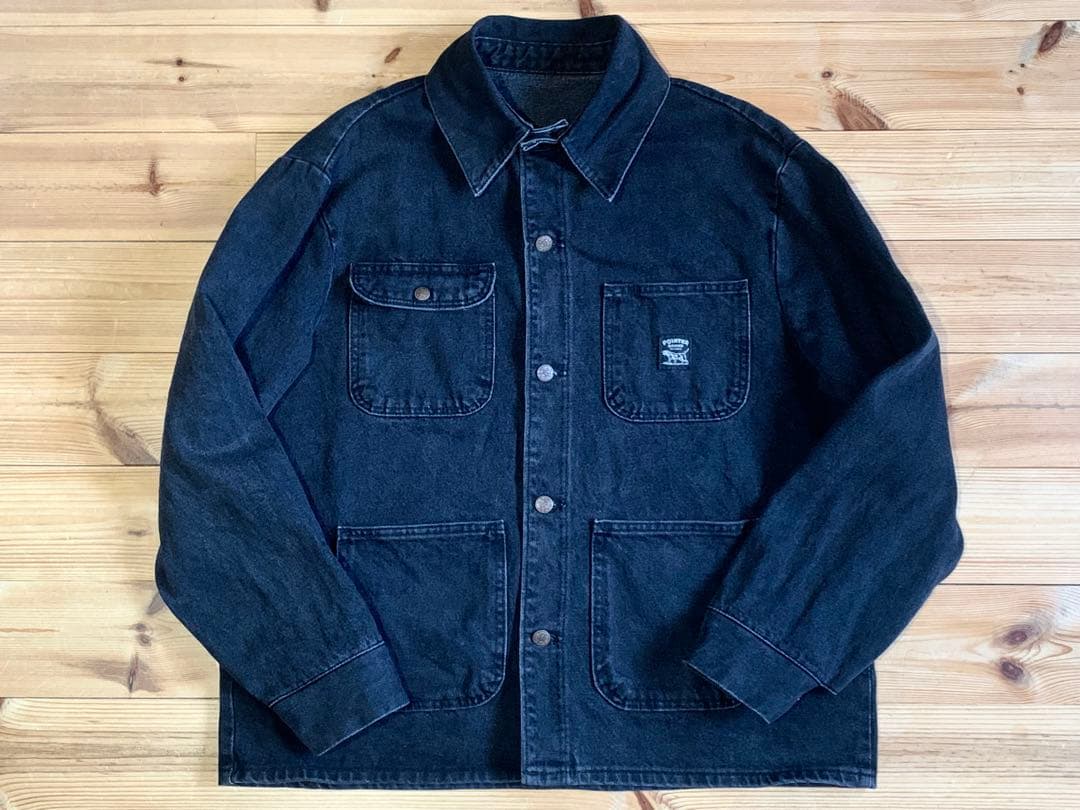 先染め POINTER BRAND ブラックデニム カバーオール L ポインター