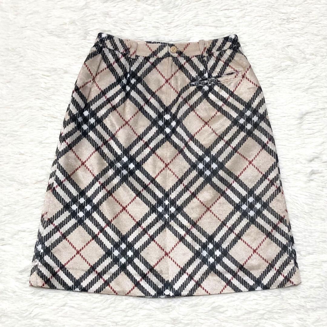 美品✨バーバリー ゴルフ スカート ひざ丈 ノバチェック ベージュ