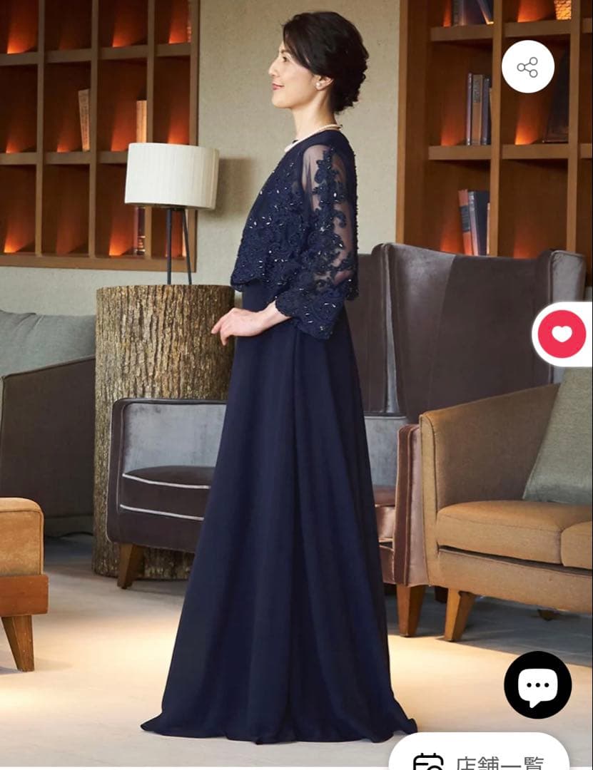 結婚式ママドレス　TWEED DONNA ネイビービーズ刺繍ドレス Aライン