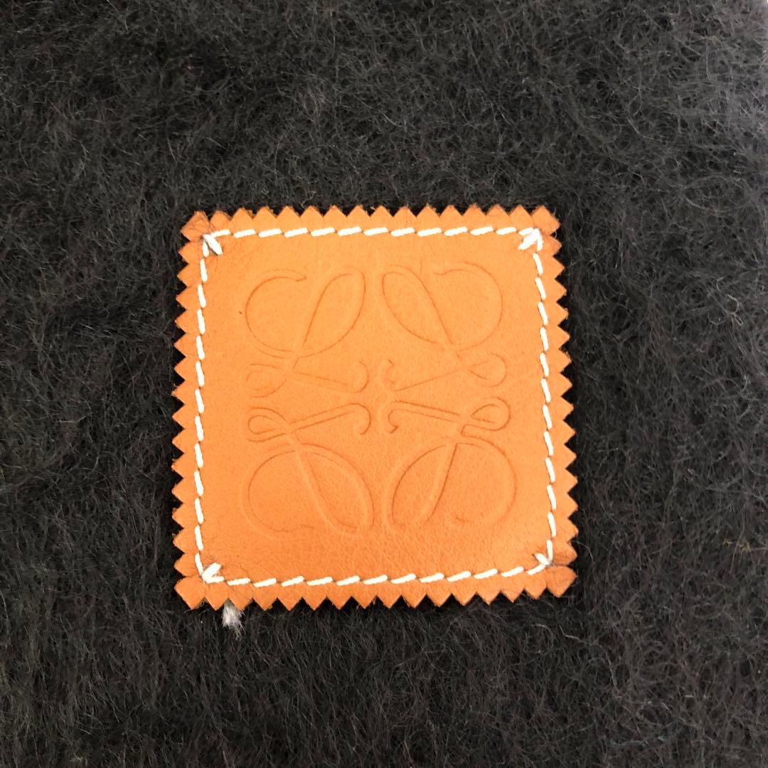 ロエベ モヘア マフラー ウール 黒 ストール S3346