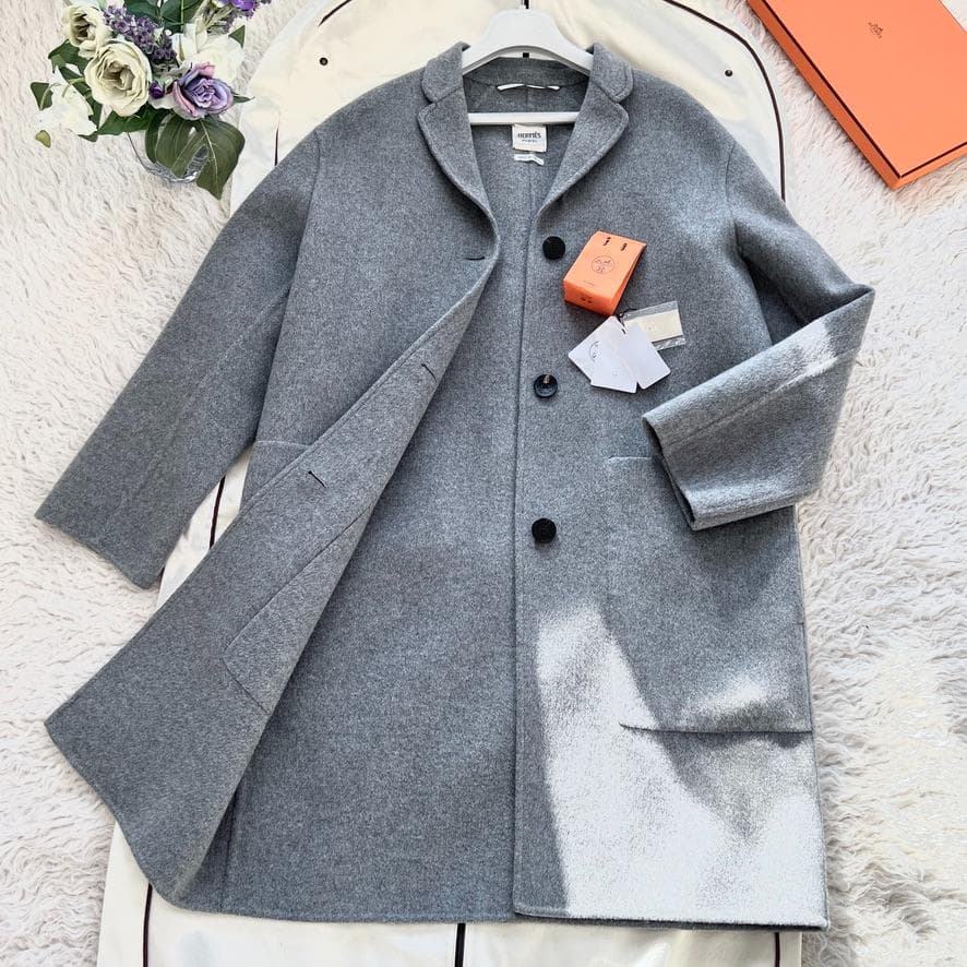 新品未使用タグ★HERMES★カシミヤダブルフェイス★ロングコート