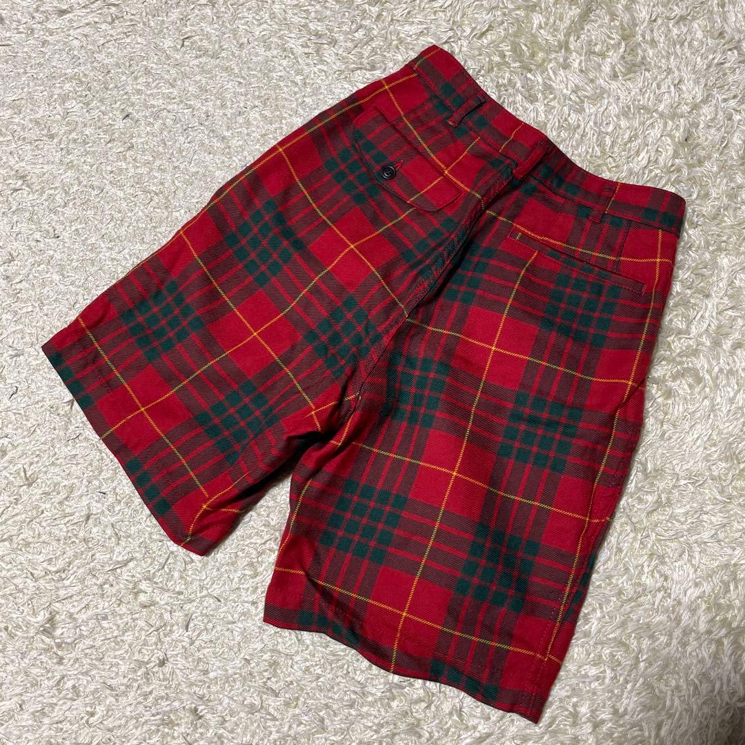 コムデギャルソン　レッド　タータンチェック　ハーフパンツ　XS