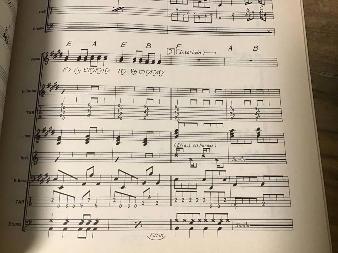 ★楽譜/大滝詠一/EACH TIME/タブ譜/バンドスコア/大瀧詠一