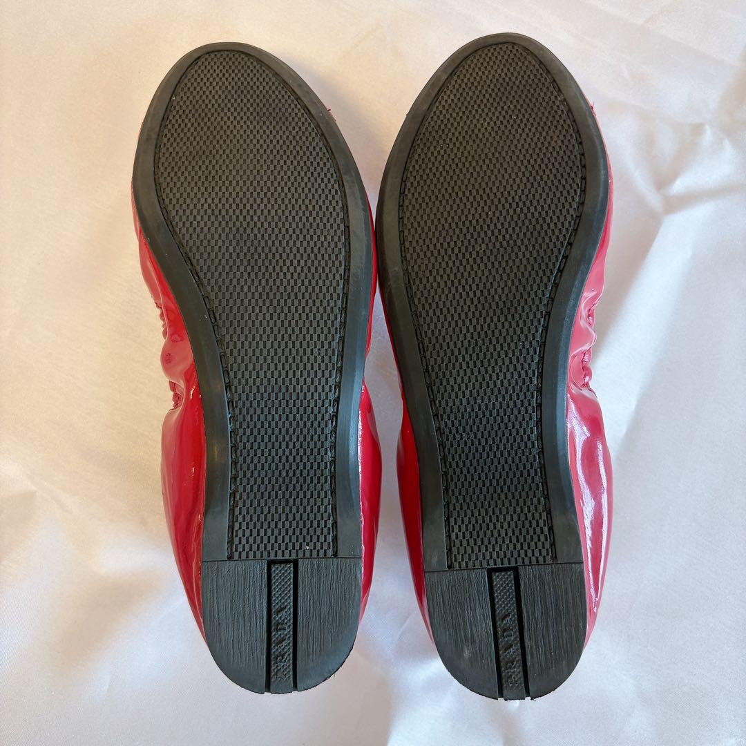 PRADA パンプス バレエシューズ プラダ フラット ピンク 38 リボン