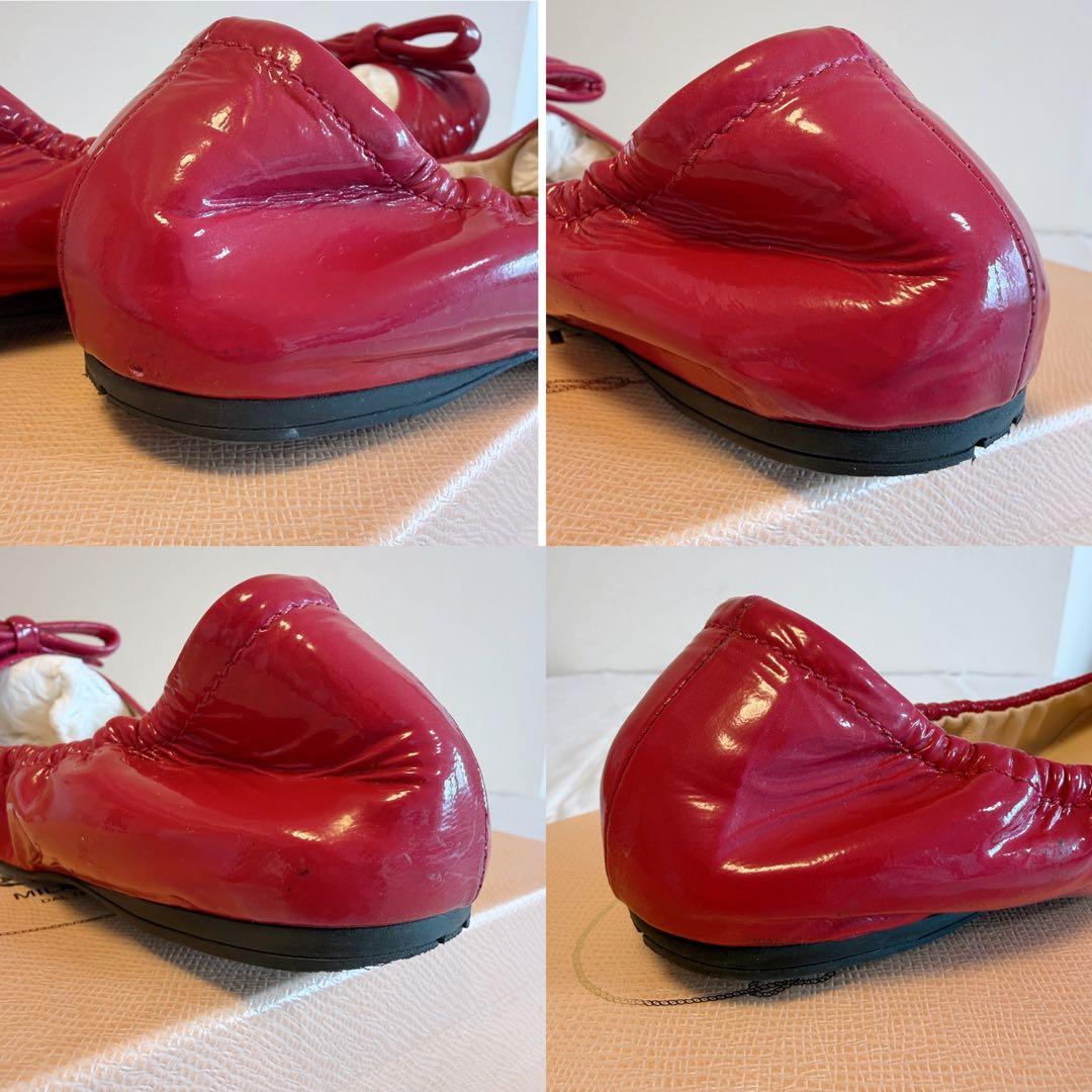 PRADA パンプス バレエシューズ プラダ フラット ピンク 38 リボン