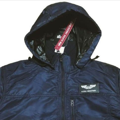 新品 アルファ アルファインダストリーズ フーデッドリブジャケット ネイビー