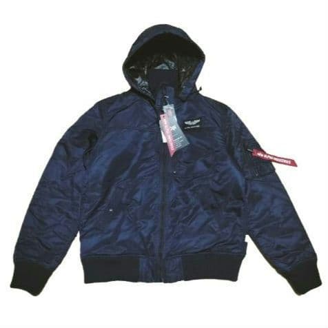 新品 アルファ アルファインダストリーズ フーデッドリブジャケット ネイビー