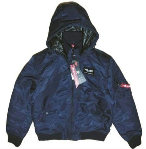 新品 アルファ アルファインダストリーズ フーデッドリブジャケット ネイビー