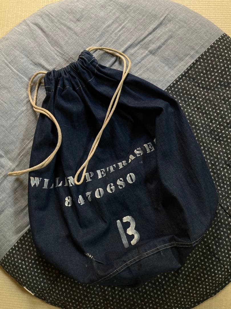 30s 40s ヴィンテージ デニム ランドリーバッグ 真紺 ARMY NAVY