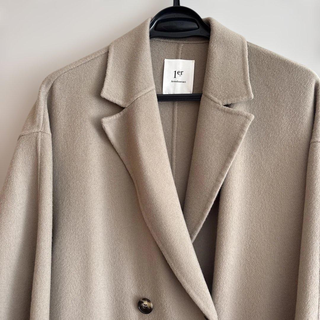 未使用品　ベージュ ダブルブレスト ロングコート