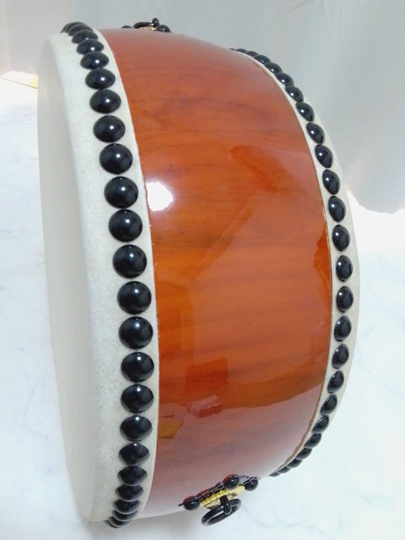 美品 1尺2寸 直径36cm×厚さ16cm 台付 バチ付 和太鼓 平胴太鼓 本皮