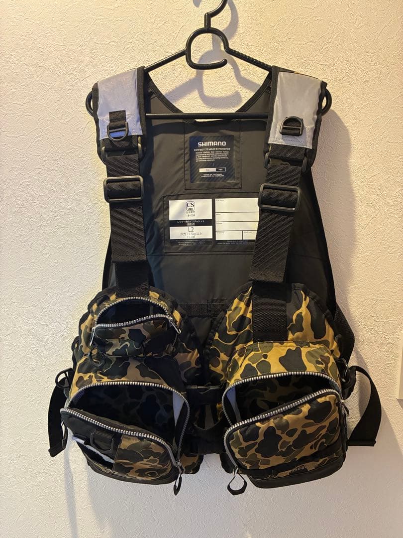 【美品】SHIMANO カモフラージュ ライフジャケット L2
